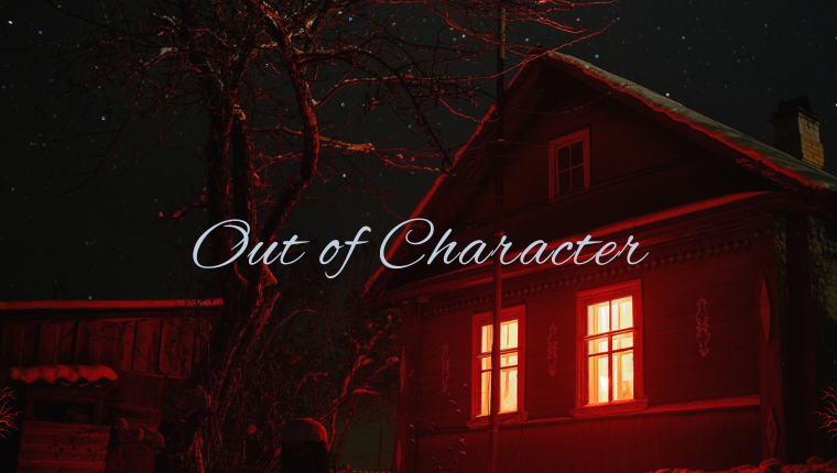 Out of Character red and black photo the red house book cover (760 x 430 px)